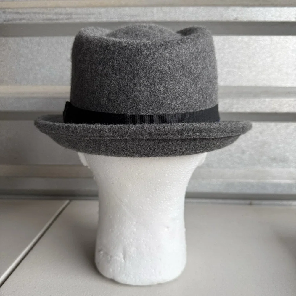 Biltmore 1917 Mens Fedora Trilby Gray Wool Hat Size Large In Black Ribbon